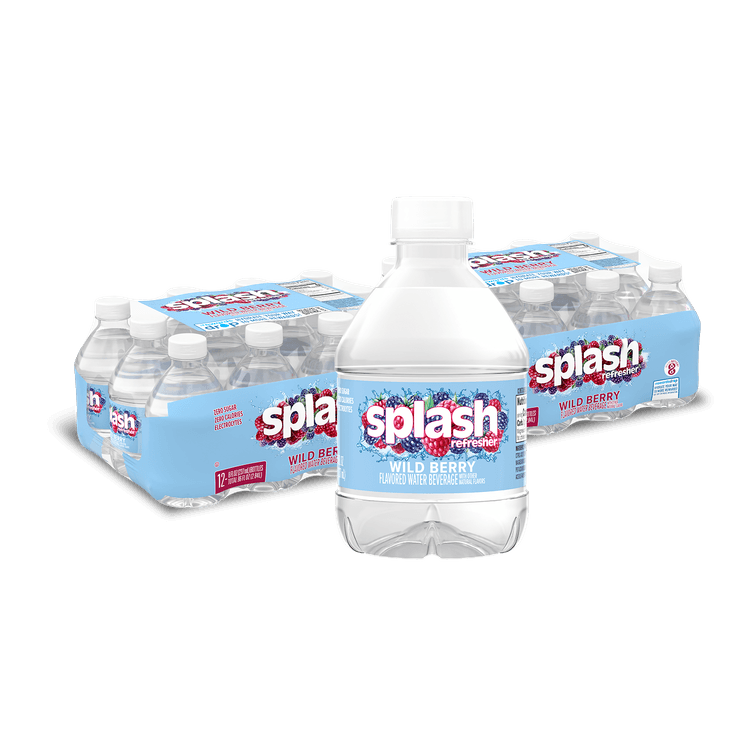 Splash Refresher, Wild Berry Flavored Water, 8 Fl Oz Plastic Bottles  (Pack of 24)