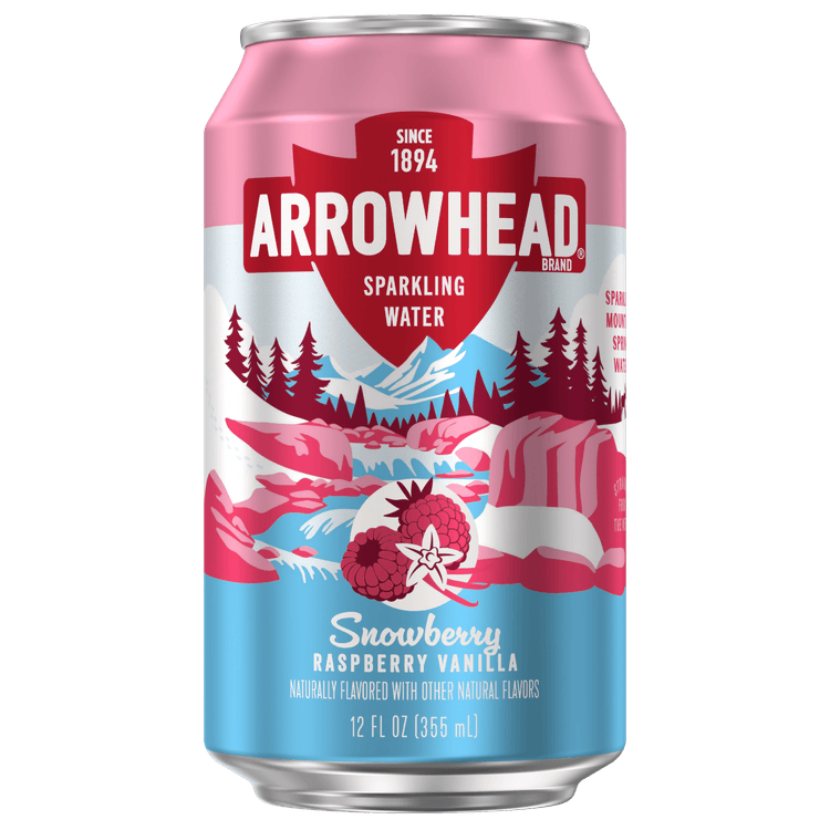 Arrowhead® Brand Sparkling Mountain Spring Water - Snowberry - Raspberry Vanilla - Aluminum Can 12 oz (Pack of 24)