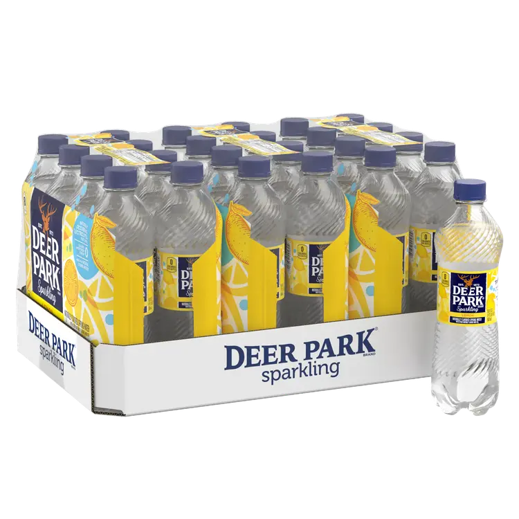 Deer Park Sparkling Water, Lemon, 16.9 oz. Bottles (Pack of 24)
