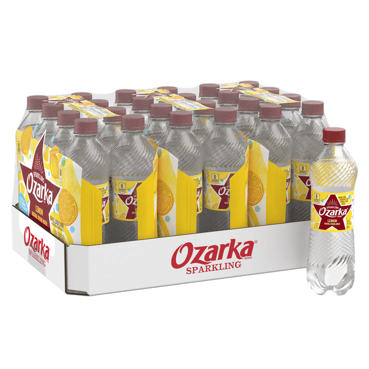 Ozarka Sparkling Water, Lively Lemon, 16.9 oz. Bottles  (Pack of 24)