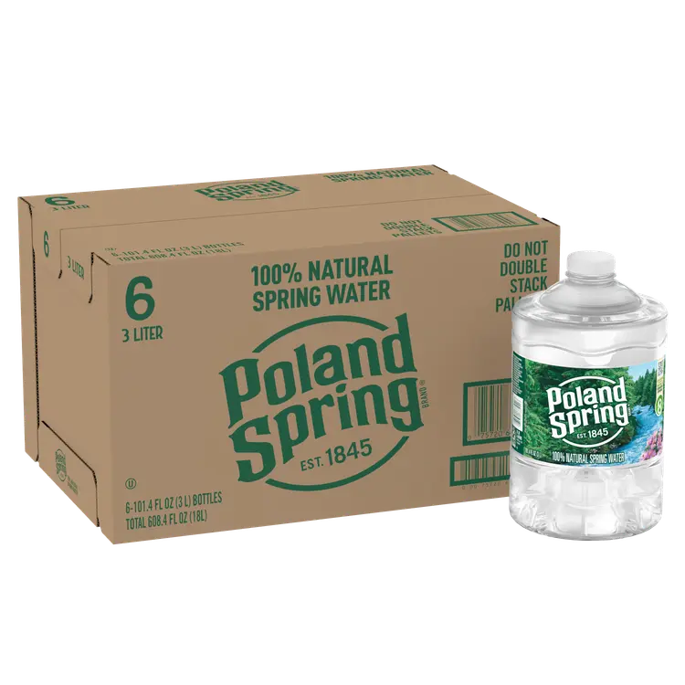 POLAND SPRING Brand 100% Natural Spring Water,  3-Liter plastic jugs (Pack of 6)