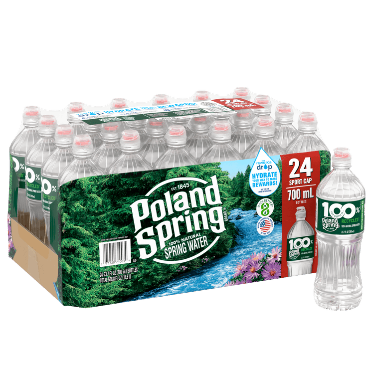 POLAND SPRING Brand 100% Natural Spring Water, 23.7-ounce plastic bottles (Pack of 24)