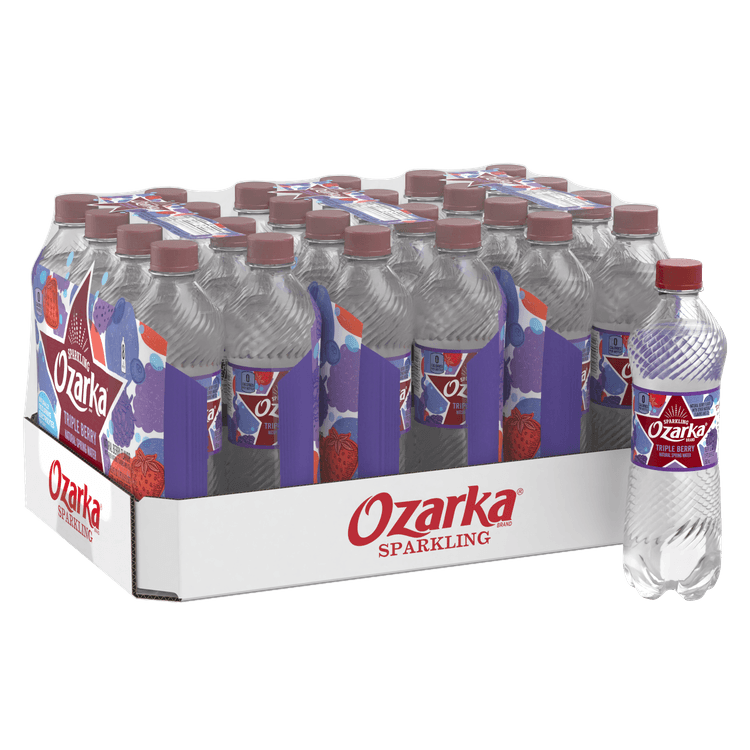 Ozarka Sparkling Water, Triple Berry, 16.9 oz. Bottles (Pack of 24)