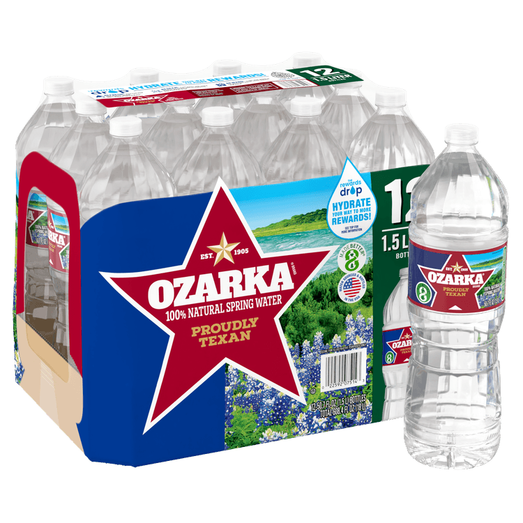 OZARKA Brand 100% Natural Spring Water, 1.5-Liter plastic bottles (Pack of 12)