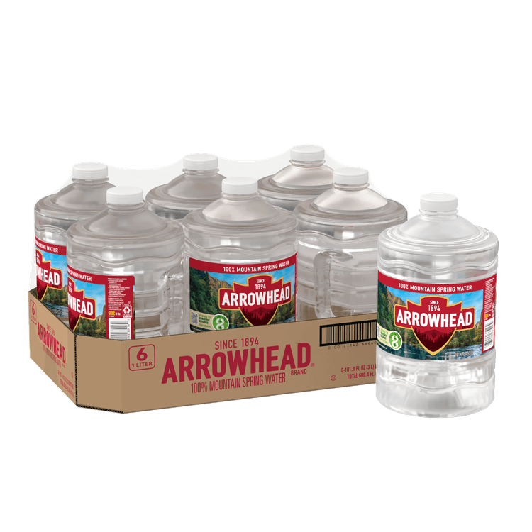 ARROWHEAD Brand 100% Mountain Spring Water, 101.4-ounce plastic jugs (Pack of 6)