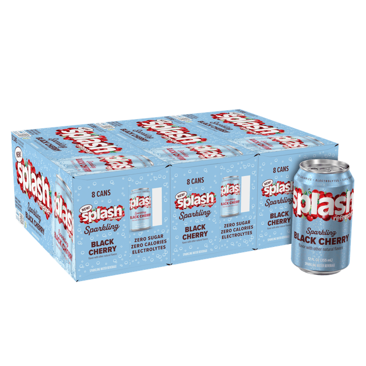 Splash Refresher™ Black Cherry Flavored Sparkling Water - Aluminum Can 12oz  (Pack of 24)