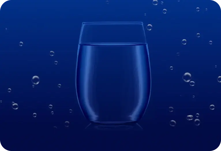 Water Glass on Bubble Background