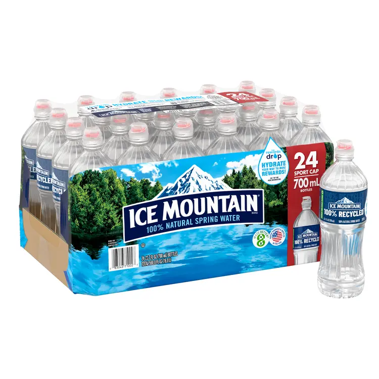 Ice Mountain® Spring Water Sport Cap 700 ml (23.6 fl oz) - Bottle - Case of 24