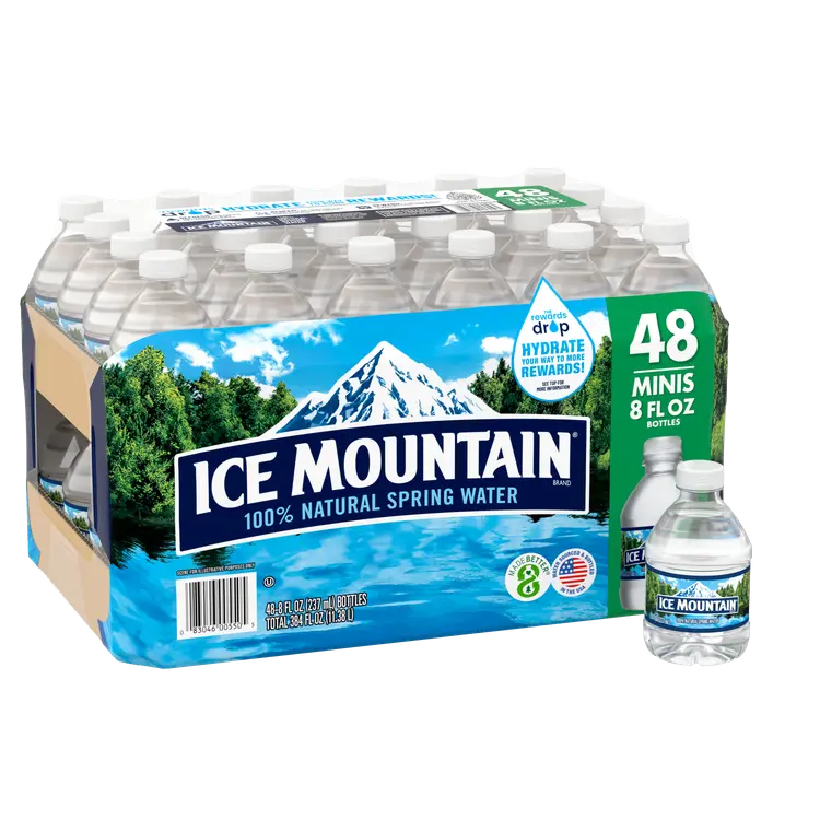 Ice Mountain® Spring Water .5 Pint (8 fl oz) - Bottle - Case of 48
