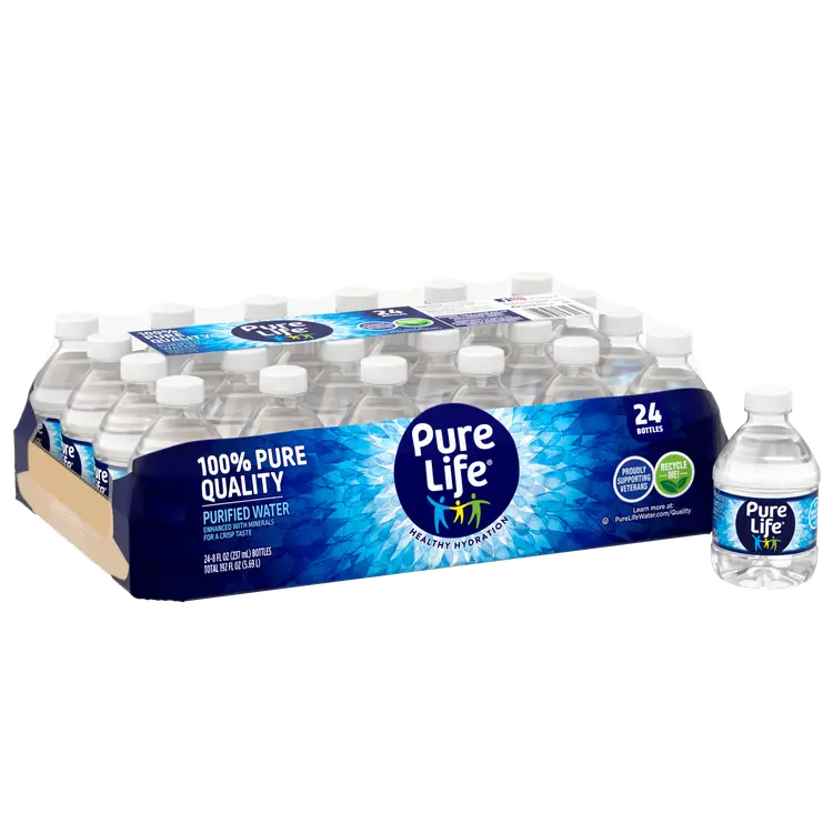 Pure Life® Purified Water .5 Pint (8 fl oz) - Bottle - Case of 24