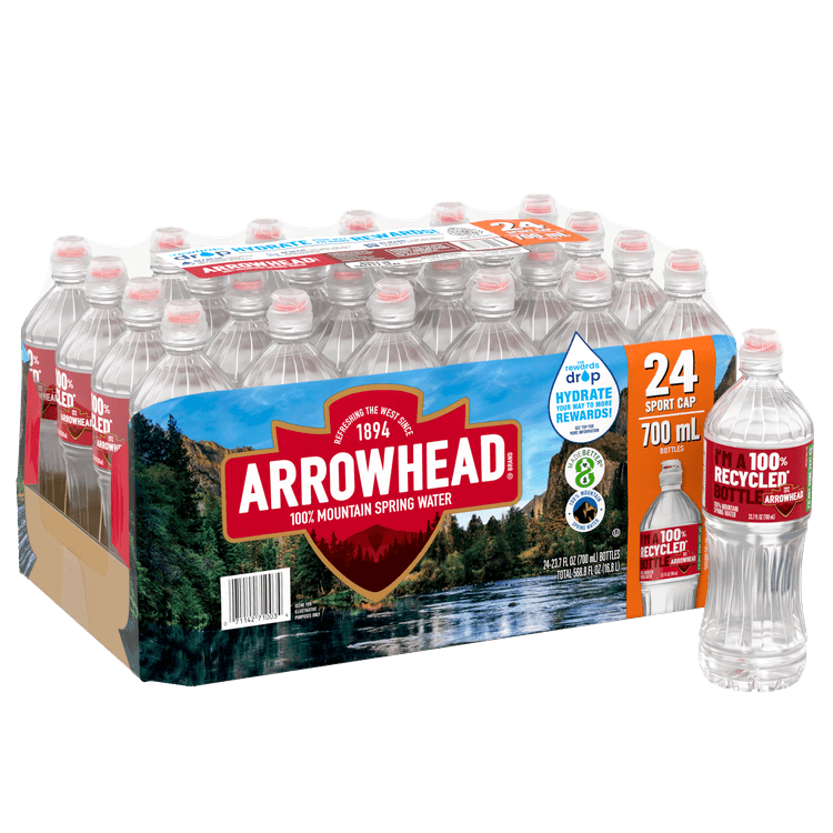 Arrowhead® Mountain Spring Water Sport Cap 700ml (23.6 fl oz)- Bottle- Case of 24