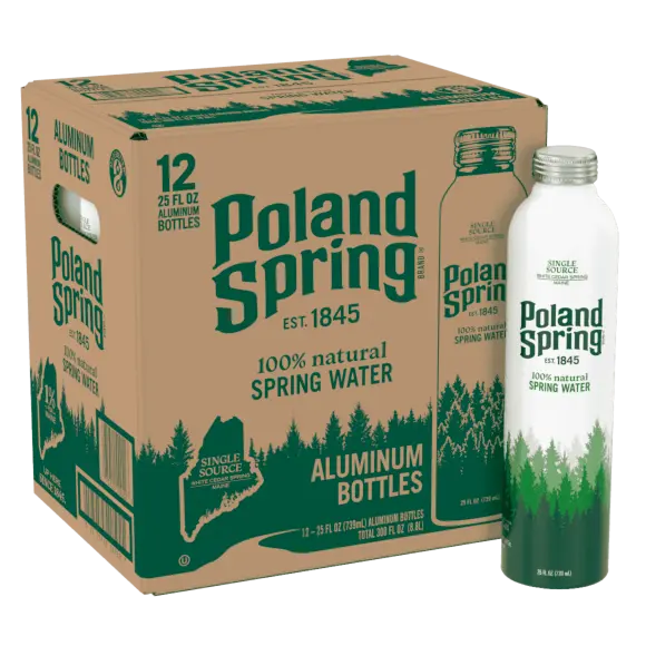 Poland Spring® Maine Spring Water - 25 fl oz - Aluminum Bottle - Case of 12