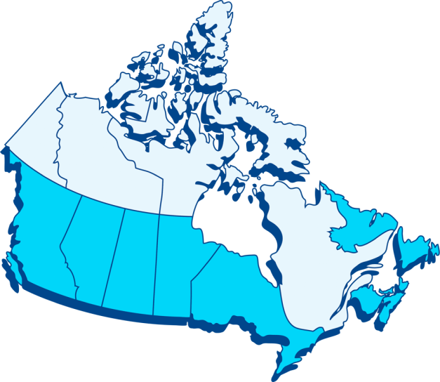 Canadian Springs water delivery regions mapped in blue